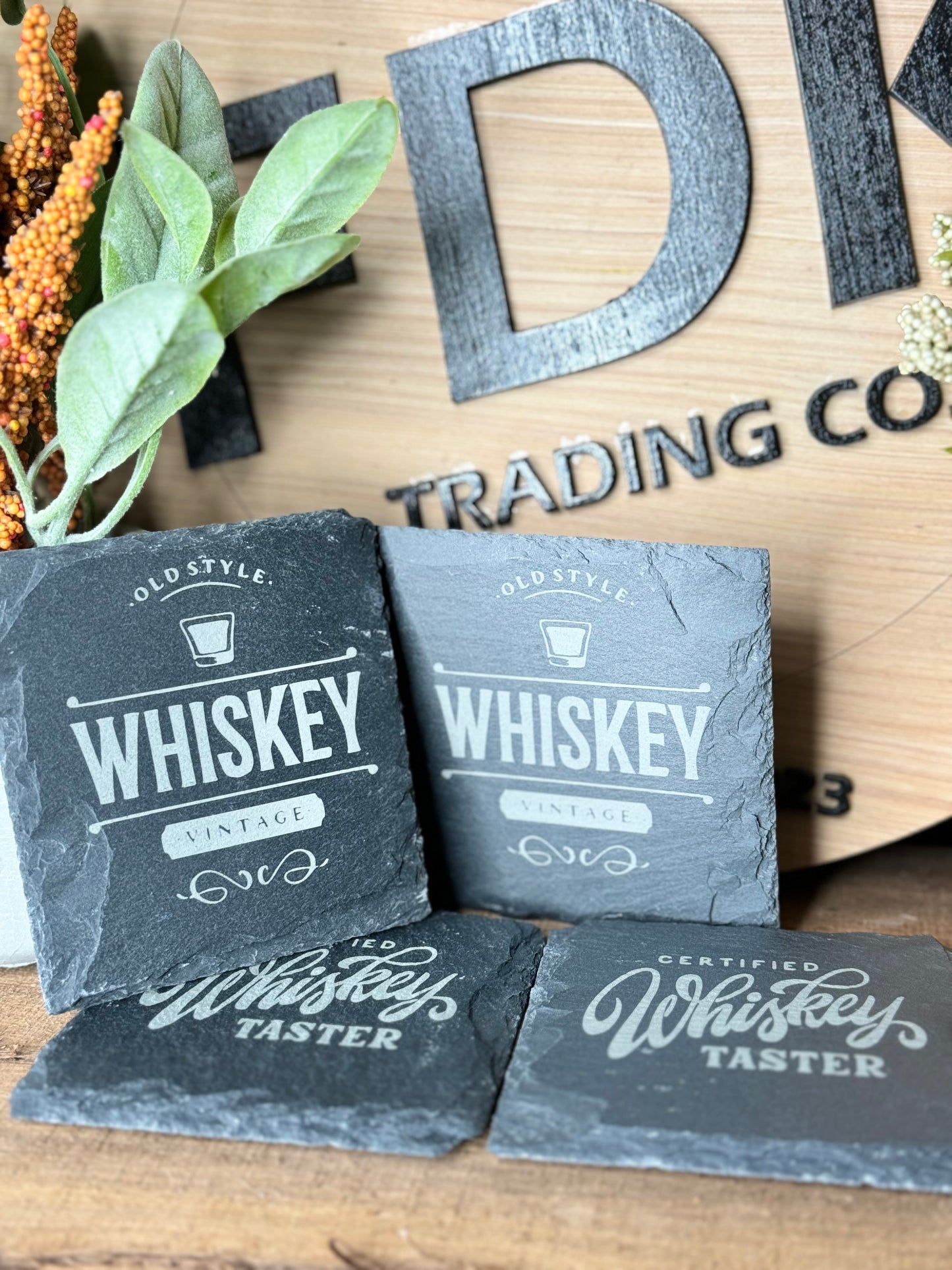 Engraved slate coasters