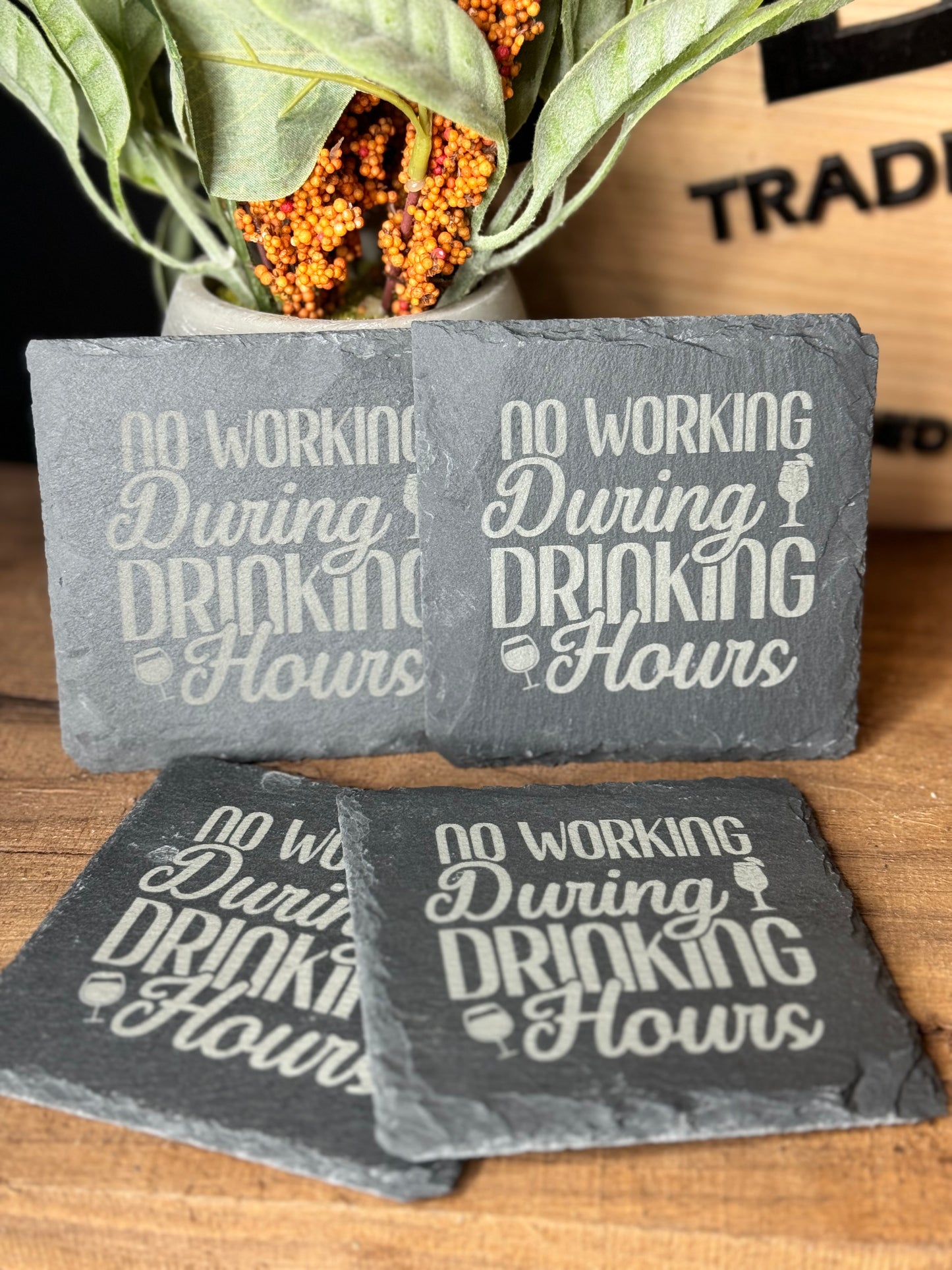 Engraved slate coasters